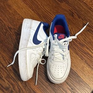 Nike Air Force 1 White with Royal Blue Accents BOYS 4.5